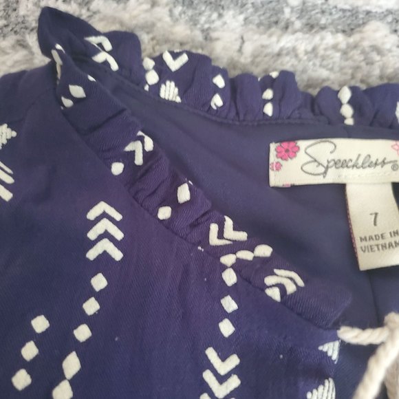 Speechless Kids Girls Tassel & Embroidered A-Line Lined Dress Navy Blue Size 7 - Picture 5 of 11